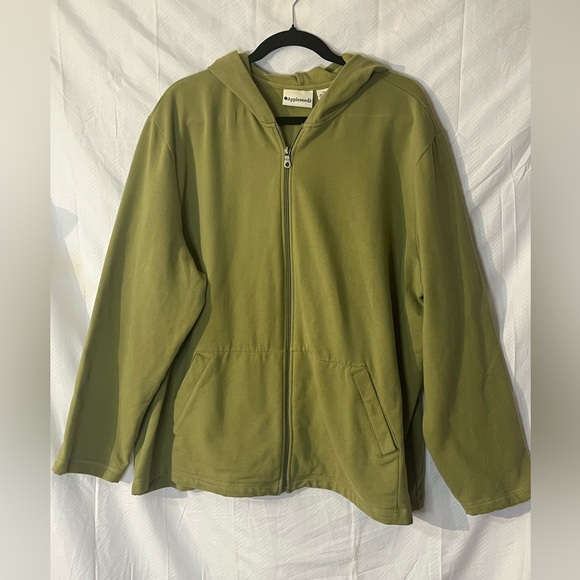 Appleseed's Tops - Appleseed's Olive Zip-Up Jacket. 3X